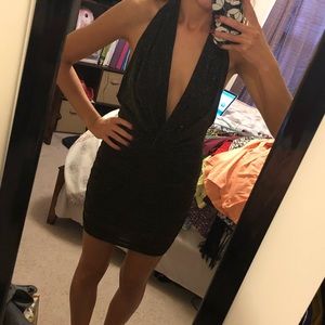 Black & Gold Glitter Fashion Nova Dress